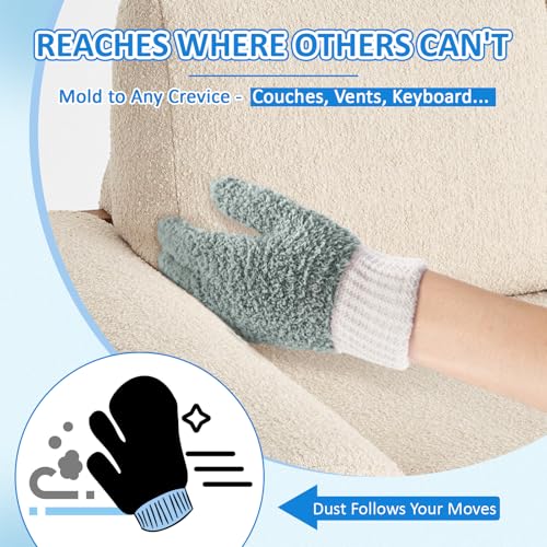 MIG4U Microfiber Dusting Gloves House Cleaning Glove for Blinds, Windows, Shutters, Furniture, and Car, Reusable Lint-Free Gray S/M - color: Gray Mitten 1 Pair, size: Small-Medium