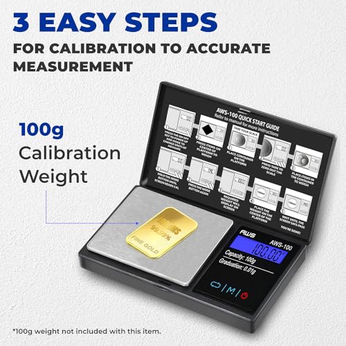 Series Digital Pocket Weight Scale, Stainless-Steel Backlit LCD 100g x 0.01g, (Black), AWS-100-Black - AMERICAN WEIGH SCALES - color: Black, size: 100g x 0.01g