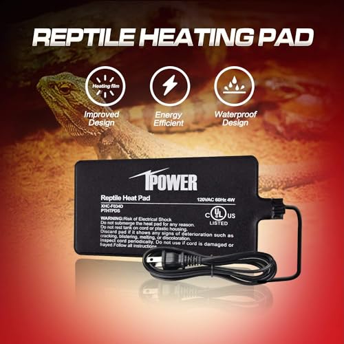 iPower 4x7 Inch Reptile Heat Pad Under Tank Heater, Energy-Efficient & Waterproof Design Terrarium Warmer Mat for Turtles, Lizards, Snakes, 2 Pack - size: 4 X 7 Inch, style: 2 Pack Heat Pad