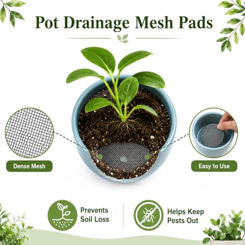125Pc Bonsai Mesh for Plant Drainage Screen Flower Pot Hole Mesh Pad | Gardening Drainage Screen, Plant Pot Drainage Mesh, Round Flower Screen Cover Pad, Reusable Potting Mat, Preventing Soil Loss