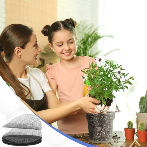 20 Pcs Flower Pot Hole Mesh Pad, 4 Inch Round Bonsai Pots Bottom Grid Mat Keep Soil from Flowing Away Plant Pot Drainage Mesh Hole Screens for Garden Outdoor Potted Plants