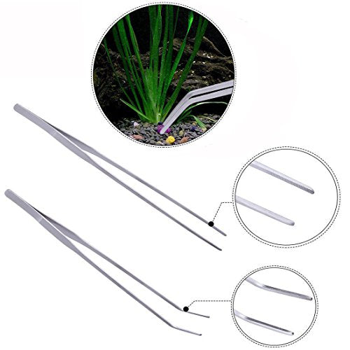 Aquarium Aquatic Plant Trimmer Sets Garden Bonsai Tweezers Fish Tank Algae Scrapers Cleaning Kits Water Plant Scissors Shears Clipper Tweezers for Feeding Reptiles Snake Lizards Spider