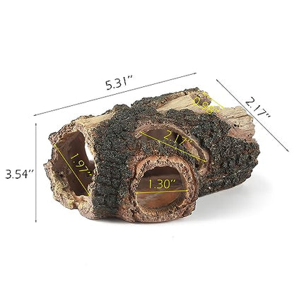 IBWell Aquarium Wood Fish Tank Decorations，Resin Fake Logs Terrarium DÉCor, Reptile Hide Aquarium Hideout for Fish Cave, Small Turtles, to 20 Gallon Tank - size: 5.3"*2.0"*8.9"