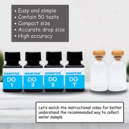 Monitor DISSOLVED Oxygen Test KIT (60 Tests) - Monitor Aquarium and aquaculture Water Quality