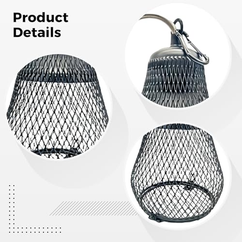 Reptile Heat Lampshade, 7.7 in Ceramic Cover with Dimmer Switch, Anti-Scald Metal Mesh Cage, Anti-Bite Cable Protection for Lizard, Turtle, Parrot, Bulb Not Included
