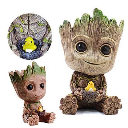TEEMO Aquarium Groot Air Bubbler Decorations, Air Bubbler Resin Brown Decorations for Fish Tank. - size: Medium