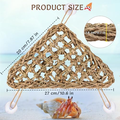 Hermit Crab Climbing Toys,Lizard Seagrass Mat,Hermit Crab Hammock with Suction Cups,Hermit Crab Supplies Decor Habitat,Small Reptile Tank Accessories for Guinea Pigs Hamsters Geckos (Triangle) - size: Triangle