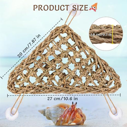 Hermit Crab Climbing Toys,Lizard Seagrass Mat,Hermit Crab Hammock with Suction Cups,Hermit Crab Supplies Decor Habitat,Small Reptile Tank Accessories for Guinea Pigs Hamsters Geckos (Triangle) - size: Triangle