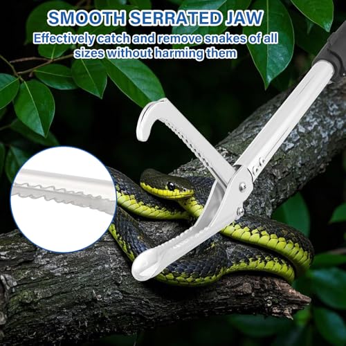 Snake Grabber Tool, 69inch Snake Tongs for Rattlesnake Reptile Tongs Long Reach Grabber Heavy Duty and Made of Stainless Steel Tube Sponge Handle (69inch (Black)) - size: 69inch (black)