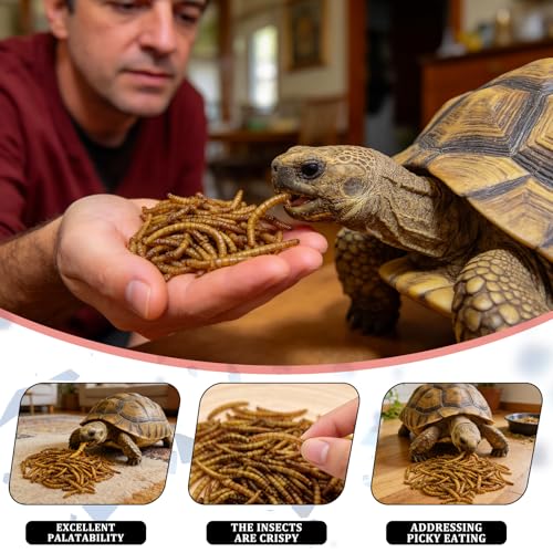 Dried Mealworms for Turtles & Reptiles, 4oz Canister - High Protein Turtle Food, Reptile Treats & Bearded Dragon Food - Natural Feeder Insects for Turtles, Lizards & Monitor, Frog, Chickens