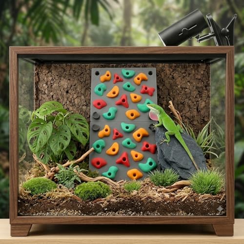TIMSO Modular Reptile Climbing Wall & Hideout | Splicable Rock Board, Habitat Enrichment Decor, For Bearded Dragon, Leopard Geckos, Lizards, Snakes, Chameleons & Tree Frogs
