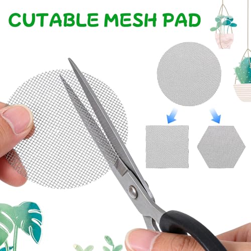 JJUNW 150 Pcs Flower Pot Hole Mesh Pad, 2 3 4 Inch Assorted Sizes Rounds Drainage Hole Mesh Pad, Plant Drainage Screens Gasket for Bonsai Bottom Prevent Soil Leaking