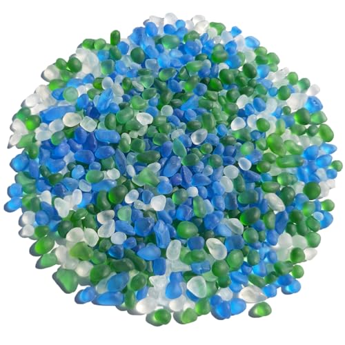 QYGL Sea Glass Stones - 0.9LB Green Mixed Frosted Glass Pebbles Gemstones | Perfect for Aquarium Rocks, Fish Tank Gravel, Vase Fillers, DIY Crafts, and Home Decor - color: Green, Aquamarine, White