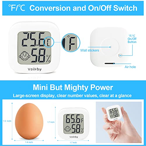 Vaikby Indoor Thermometer 2Pack, Humidity Gauge Meter Digital Hygrometer Room Thermometer for Home, Hight Accurate Temperature and Humidity Monitor, Large LCD Display Fahrenheit or Celsius - size: ℉/℃