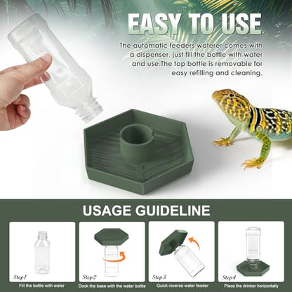 Reptile Water Dispenser-Bearded Dragon Water Bowl - Small Water Dish for Tortoise - Bowls for Reptiles & Amphibians (S) - size: S