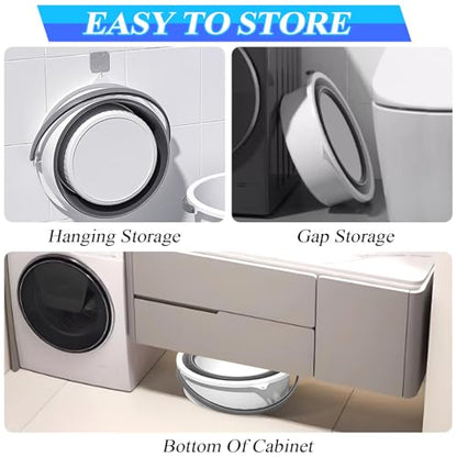 Collapsible Bucket 1.3 Gallon/5L Small Plastic Household Cleaning Mop Buckets Foldable Water Bucket for Car Wash Fishing Camping Beach (White) - color: White