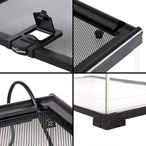 REPTI ZOO Full Glass 15 Gallon Reptile Tank, Medium Reptile Terrarium for Gecko Hermit Crab Hognose Snake etc, Top Screen Ventilation & Feeding - size: 20"W X 12"D X 14"H (15 Gallon)