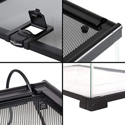 REPTI ZOO Full Glass 15 Gallon Reptile Tank, Medium Reptile Terrarium for Gecko Hermit Crab Hognose Snake etc, Top Screen Ventilation & Feeding - size: 20"W X 12"D X 14"H (15 Gallon)