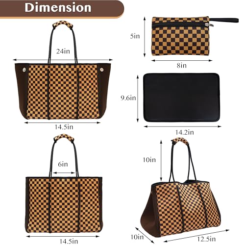 Hibala Neoprene Multipurpose Beach Bag,Gym/Travel/Pool Bag,Tote For Women&Men - color: Checkerboard Grids