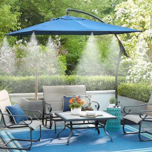 GOXAWEE Misting Cooling System, 26FT (8M) Mist Line, 7 Brass Mister Nozzles | 3/4" Brass Adapter, Outdoor Misters for Outside Patio Backyard Garden Greenhouse Deck Canopy Trampoline Porch Sprinkler Pool - size: 26 ft