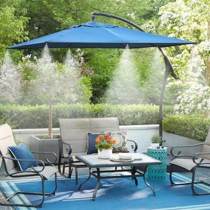GOXAWEE Misting Cooling System, 26FT (8M) Mist Line, 7 Brass Mister Nozzles | 3/4" Brass Adapter, Outdoor Misters for Outside Patio Backyard Garden Greenhouse Deck Canopy Trampoline Porch Sprinkler Pool - size: 26 ft