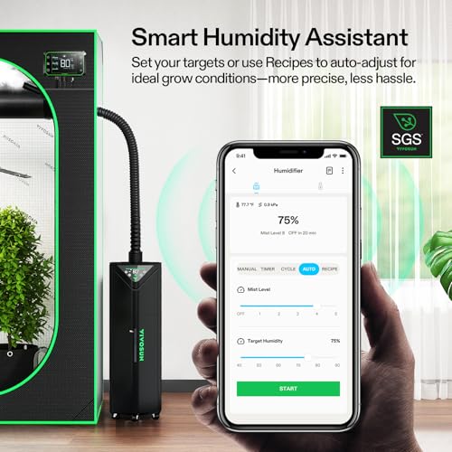 VIVOSUN AeroStream H19 Intelligent Environmental 19L Humidifier with Temp & Humidity Probe, Top Control Panel, Smart Remote Control, Designed Specifically for Use with Grow Tents | VPD Control, Smart Auto Humidity Adjustment, 19L Large Capacity, Grow Syst