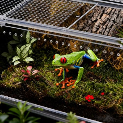 8" x 6"x 3.9" Mini Reptile Terrarium,Small Plastic Terrarium for Lizards Frogs Snakes,Transparent Spider Scorpion Insect Enclosure with Ventilation,for Pet Breeding Molting and Isolation Habitat