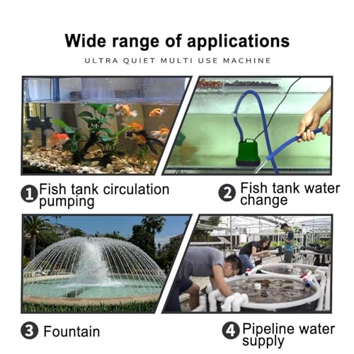 Submersible Aquarium Pump Quiet Filter System Circulation Device | Fountain Water Pump Suction Cup Drainage for Outdoor Garden Pool Sump Hydroponic Irrigation Terrarium