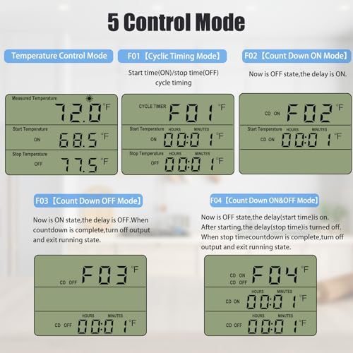 Plug in Digital Thermostat Temperature Controlled Outlet, 1800W 120V 15A Heating Cooling Control for Reptile, Incubation, Aquarium, Refrigerator, Home Brewing - color: Without Backlit