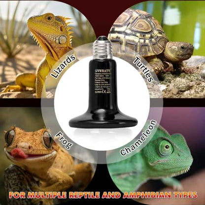 75W Reptile Heat Lamp, Ceramic Heat Emitter (2 Packs 0.25 inch-75mm) - E26 for Terrariums, Turtle, Lizard, Bearded Dragon, Snake, Reptiles, Amphibian, Pet Brooders, Chicken Incubation - color: 75 Watt, size: 75 mm