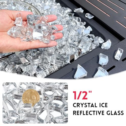 10 Pounds Fire Glass 1/2 Inch High Reflective Tempered Firepit Glass | Crystal Clear Rocks for Fireplace, Fire Pit Table, Fire Bowl and Landscaping & DIY Crafts - color: Crystal Clear, size: 1/2 inch, 10lb