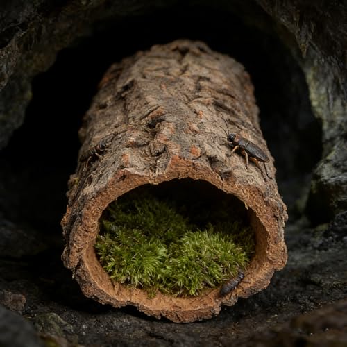 Veemoon Natural Tree Trunk Reptile Hide, Hollow Wood Log Lizard Hide Cave Reptile & Amphibian Habitat Hideouts Aquarium Climbing Platform Fish Tank Shelter Landscape for Pet Tank Supply, 8×4" - size: 20.00X7.00X7.00CM