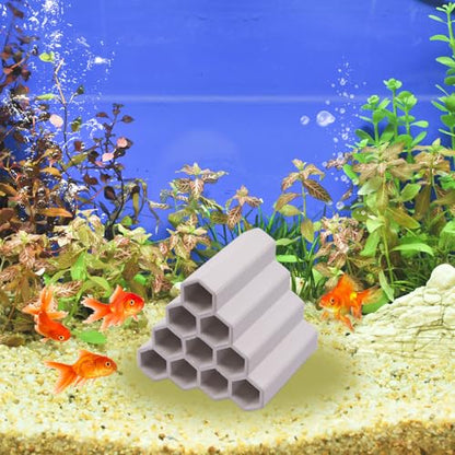 Ceramic Shrimp Aquarium Decor, Shrimp Hides for Aquarium, 10 Connected Tubes, Hideout Cave for Baby Fish, Small Reptile, Lizard