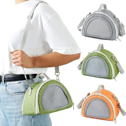 Portable Hamster Guinea Pig Backpack Carrier Transport Cage Reptile Travel Bag Small Pet Rabbit Bearded Dragon Outdoor Supplies(Orange)