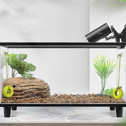 2 PCS Tree Frog Toy Tire Swing Habitat Miniature with 2 Suction Cup Hook Frog Tank Accessories Terrarium Decor Climbing Swing Reptile Amphibian Crustacean Climbing Toy