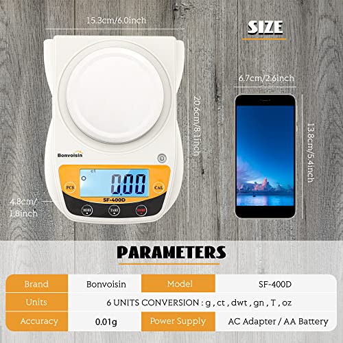 Digital Lab Scale 600g x 0.01g Precision Electronic Scale LCD Display Analytical Balance Jewelry Scale Scientific Scale 0.01g Accuracy - color: White