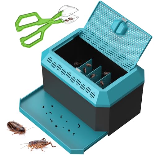 Breeding and Storage Container Kit for Dubia Roaches, Crickets, and Other Live Reptile Feeders with Secure Holding Box and Feeding Tongs - 9.25" L x 6.3" W x 5.71" H