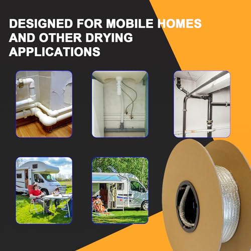 HEATIT Mobile Home 100' Heat Cable HTM Braid Self Regulating heating Tape | Cut the cable to your required length for custom installations on residential or commercial projects. - size: 100 Feet