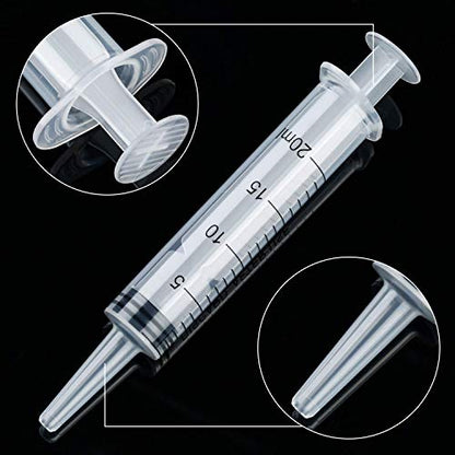 Large Plastic Syringe with Tube, 20ml Syringe with 13inch Tubing for Scientific Labs, Measuring, Watering, Refilling, Filtration, Feeding Pets, Oil or Glue Applicator, 4pcs - size: 4pcs 20ml