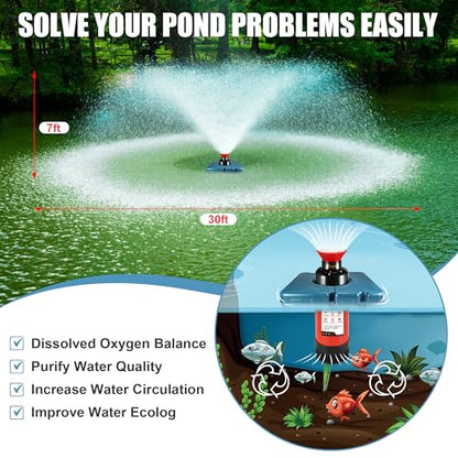 Goldlife Pond Fountain Aerator F1 1HP 750W 15000GPH Floating Fountains Pump | 110V, Red Auto Powerful Aerating Fountain Pump For Small/Large Pond Lake, Eye-Catching Water Spary, Boosts Oxygen - color: Red a
