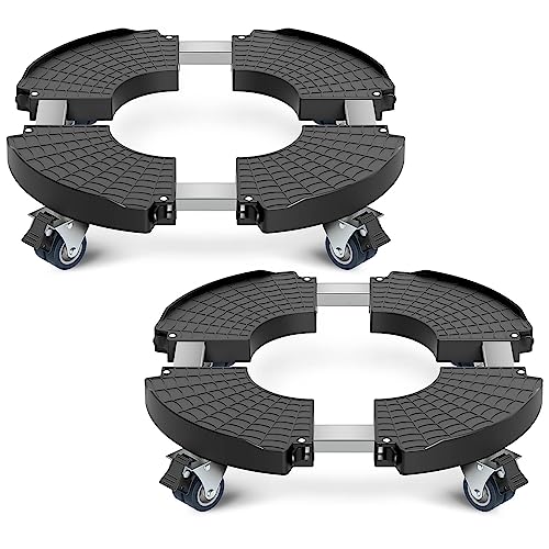 sanyi Plant Caddy with Wheels, 2Pack 15-21" Adjustable Rolling Plant Stands | Heavy Duty Large Plant Potted Trolley Dolly Cart Garden Tower Pot Greenstalk Vertical Planter Umbrella Base,Black - color: Black, size: 2