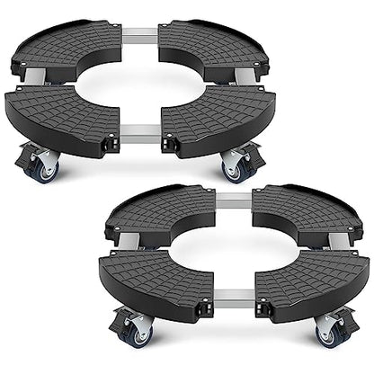sanyi Plant Caddy with Wheels, 2Pack 15-21" Adjustable Rolling Plant Stands | Heavy Duty Large Plant Potted Trolley Dolly Cart Garden Tower Pot Greenstalk Vertical Planter Umbrella Base,Black - color: Black, size: 2