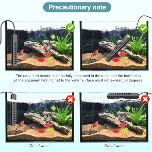 100W Aquarium Heater for 10-20 Gallon with Auto Shut-Off When Leaving Water—Submersible Fish Tank Heater, Dry-Burn & Overheat Protection, Explosion-Proof, Freshwater Saltwater Turtle Tank - size: 100W