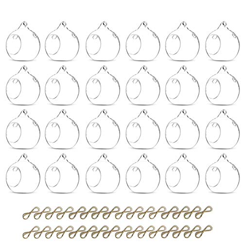 NUPTIO Hanging Glass Terrarium Globes with 2 Holes, 24 Pcs, 3.15 Inch | Clear Votive Orbs, for Air Plants, Tealights, Home or Garden Decor - size: 24 Pcs