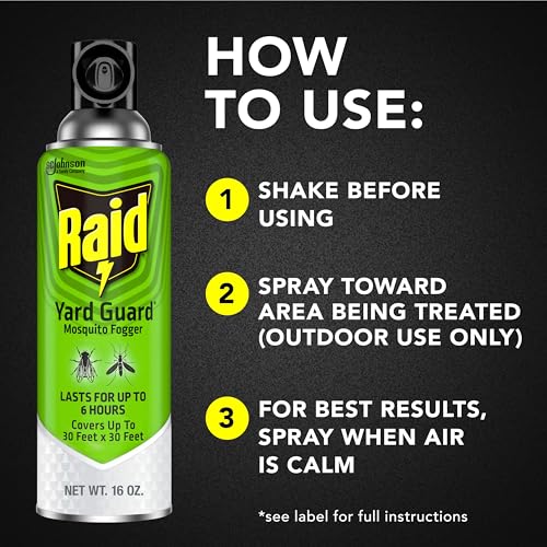 Raid Yard Guard Mosquito Fogger for Outdoor Yard Patio Deck and Garden Mosquito Control Aerosol Spray 16 Ounce (Pack of 12) - size: 16 Ounce (Pack of 12)
