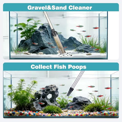 Carefree Fish Aquarium Gravel Vacuum Sand Cleaner with 6Ft Pipe Fish Tank Water Changer Adjustable Length ABS(for 3~8Gal Tank) - size: 3~8Gal