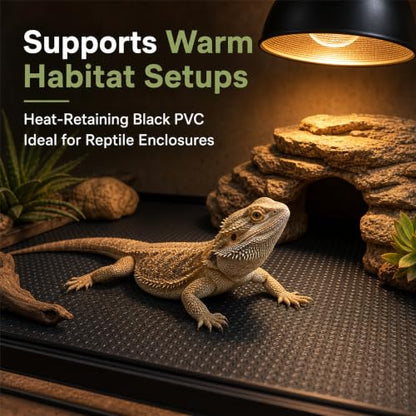 48 x 24 Inch Reptile Mat Liner for 4x2x2 120 Gallon Enclosures, Non-Adhesive Reusable Carpet for Bearded Dragons, Geckos and Snakes, Black
