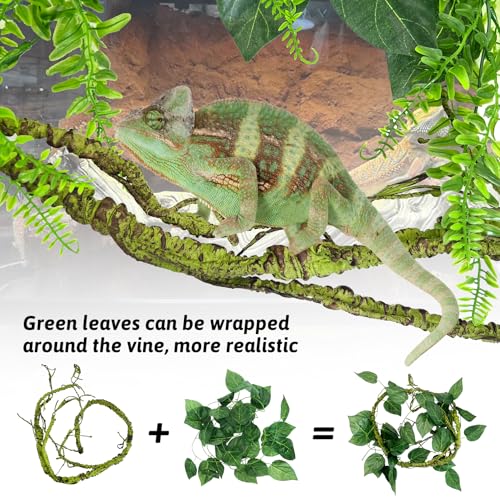 Hamiledyi Fake Reptile Plants for Tank, Bendable Snake Climbing Vines | Artificial Leaves with Suction Cup, 7 Pack Hanging Habitat Decor for Bearded Dragon Leopard Gecko Lizard Chameleon - size: 7 PCS - Style 6