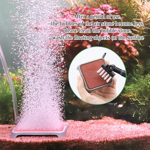 hygger Aquarium Air Stone, 1.65 Inch Nano Air Stone Make Super Tiny Bubble, Ultra Quiet Dissolved Oxygen Diffuser Small Airstone with Stainless Steel Base for Aquarium, Fish Tank & Hydroponic, Square - size: 1.65 Inch