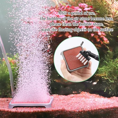 hygger Aquarium Air Stone, 1.65 Inch Nano Air Stone Make Super Tiny Bubble, Ultra Quiet Dissolved Oxygen Diffuser Small Airstone with Stainless Steel Base for Aquarium, Fish Tank & Hydroponic, Square - size: 1.65 Inch